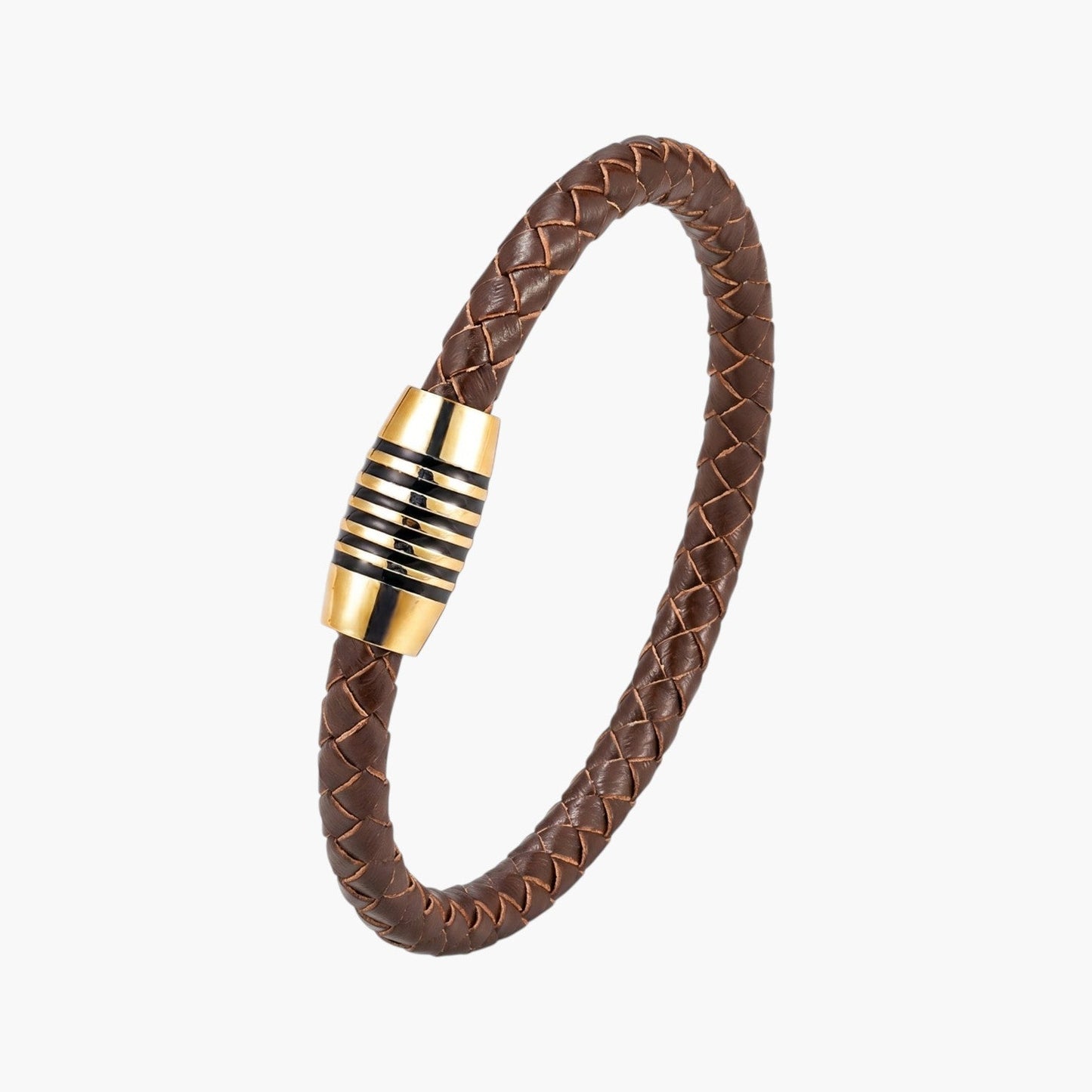 Pulseira de Couro e Aço Inoxidável