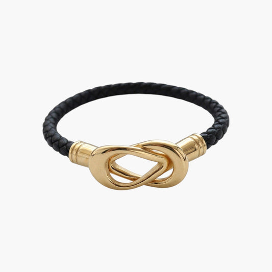 Pulseira de Couro e Aço Inoxidável