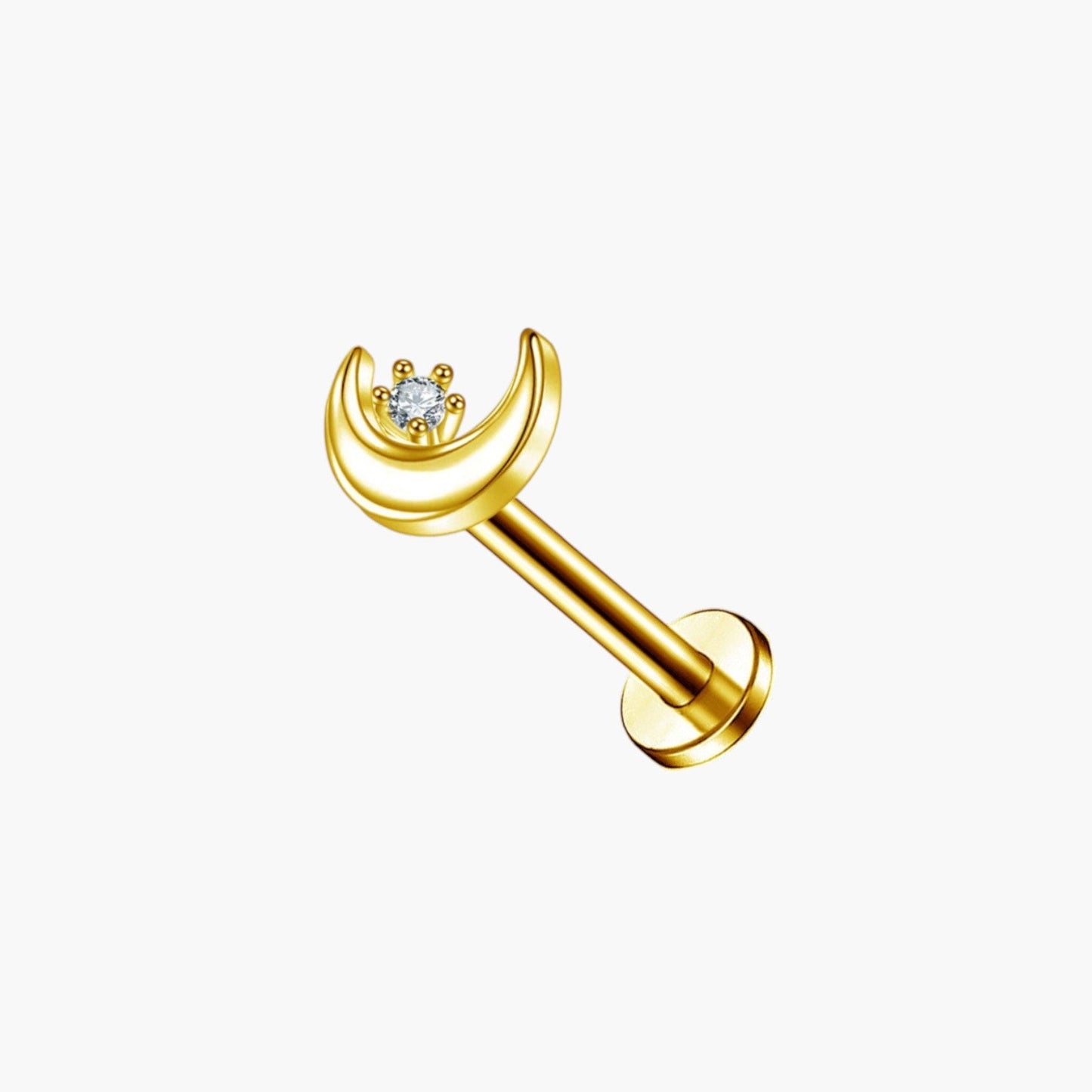 Piercing de Orelha Lua e Cruz com Zircónias