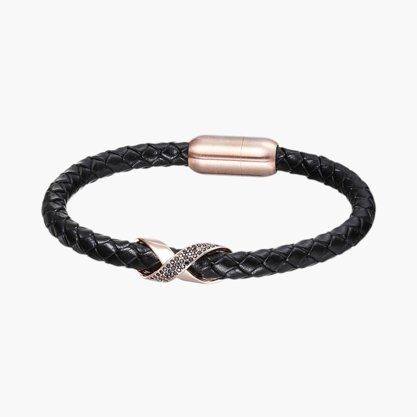 Pulseira de Couro e Aço Inoxidável 316L