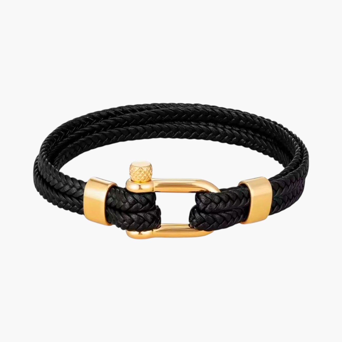 Pulseira Estilo Náutico em Couro e Aço Inoxidável