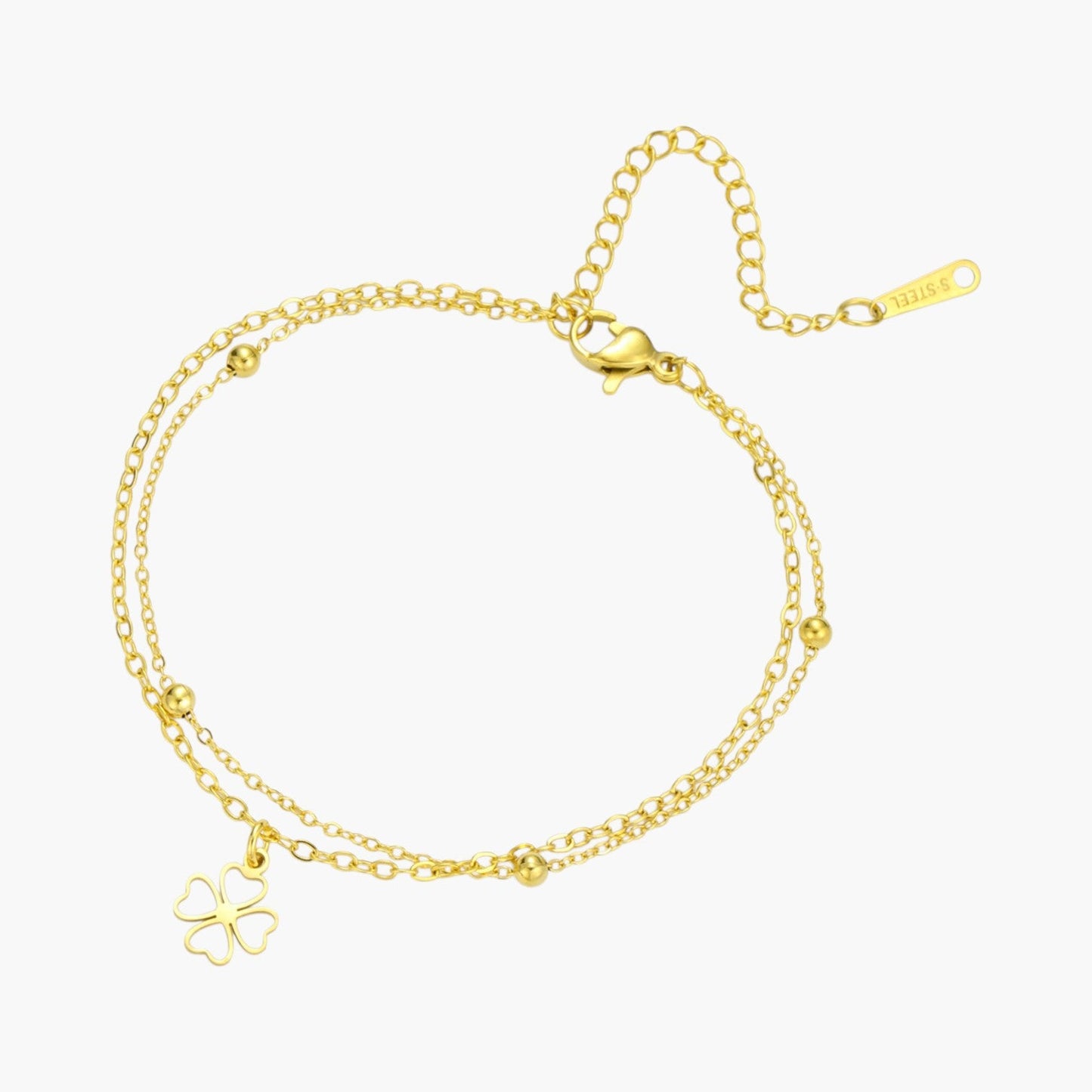 Pulseira Trevo Charm em Aço Inoxidável