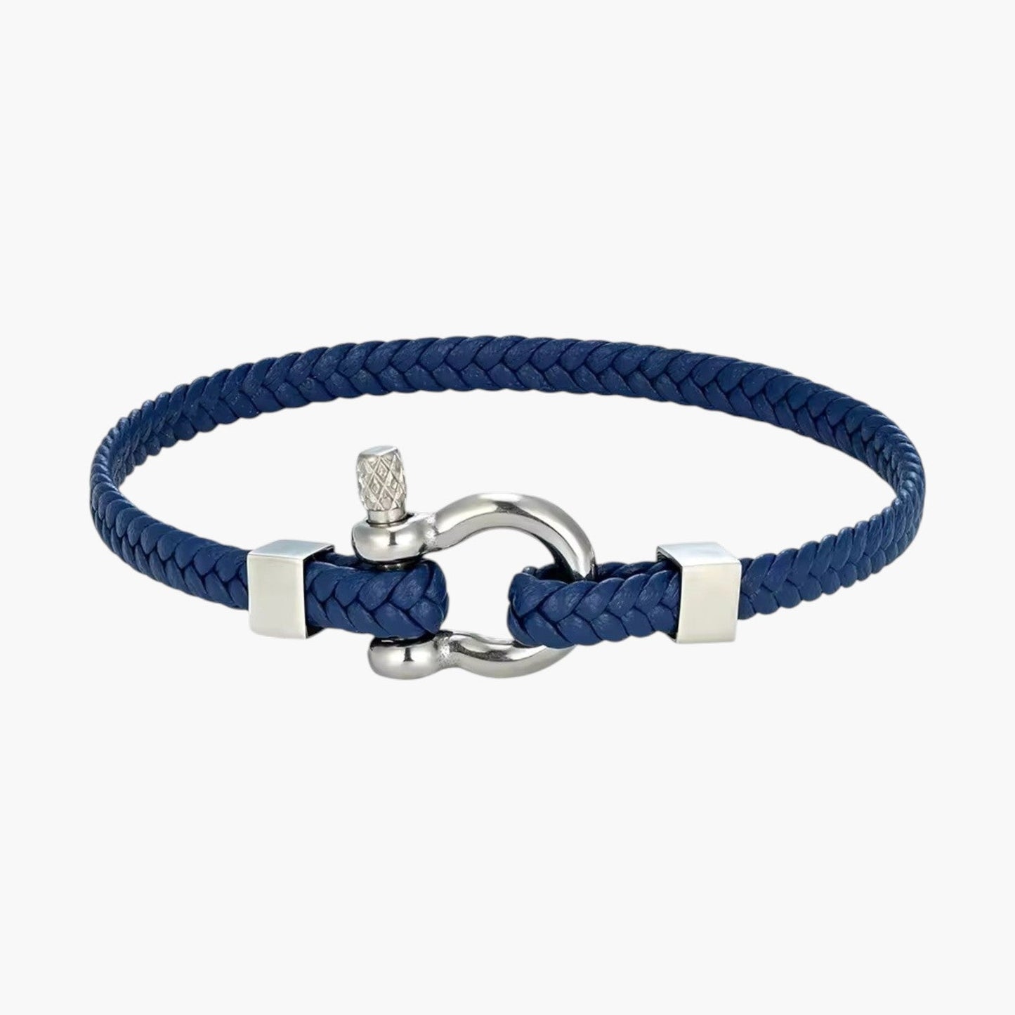 Pulseira Minimalista em Couro Trançado com Aço Inoxidável