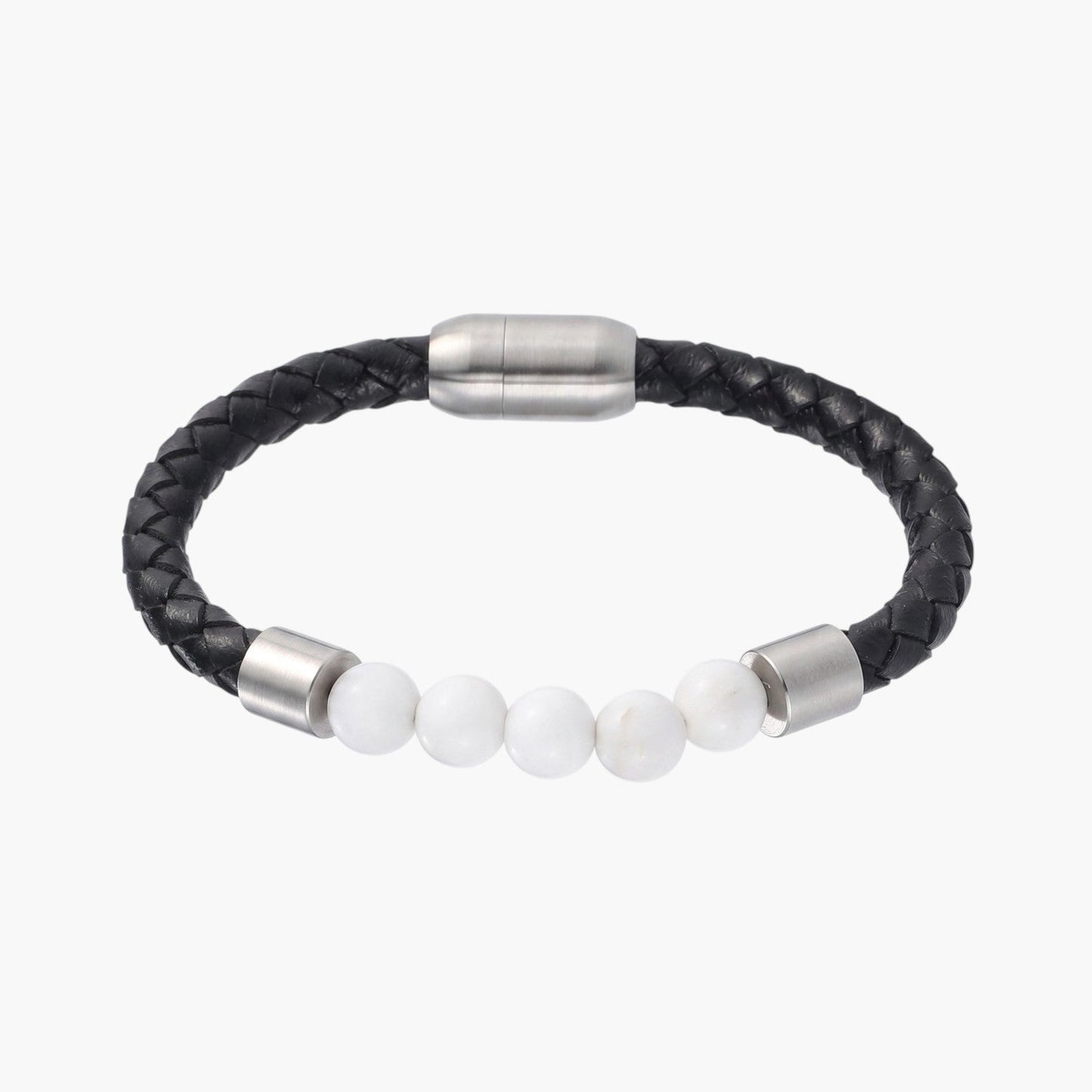 Pulseira de Couro e Pedra Natural