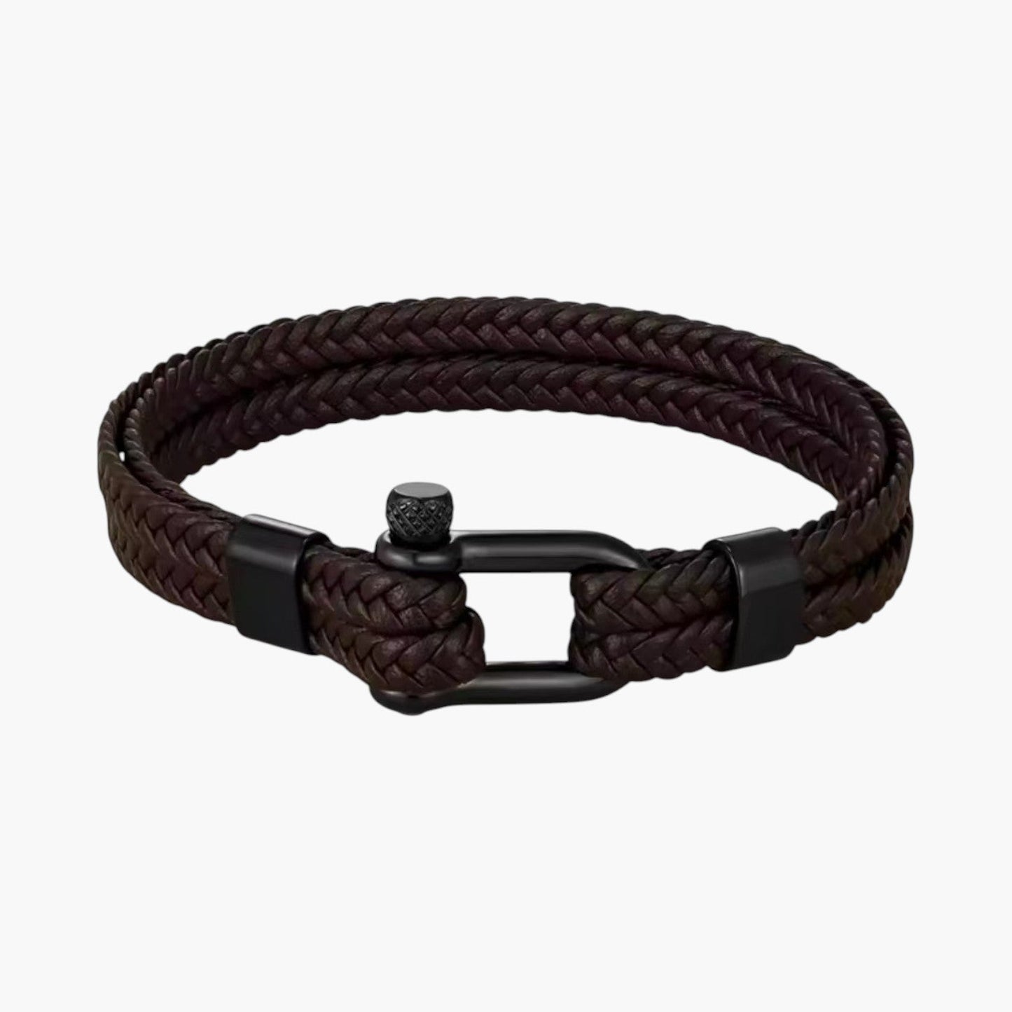 Pulseira Estilo Náutico em Couro e Aço Inoxidável