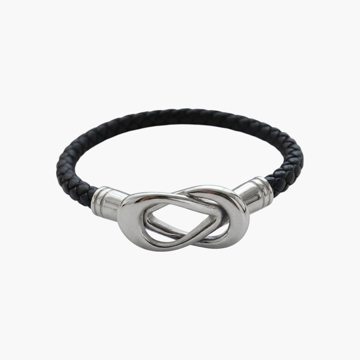 Pulseira de Couro e Aço Inoxidável