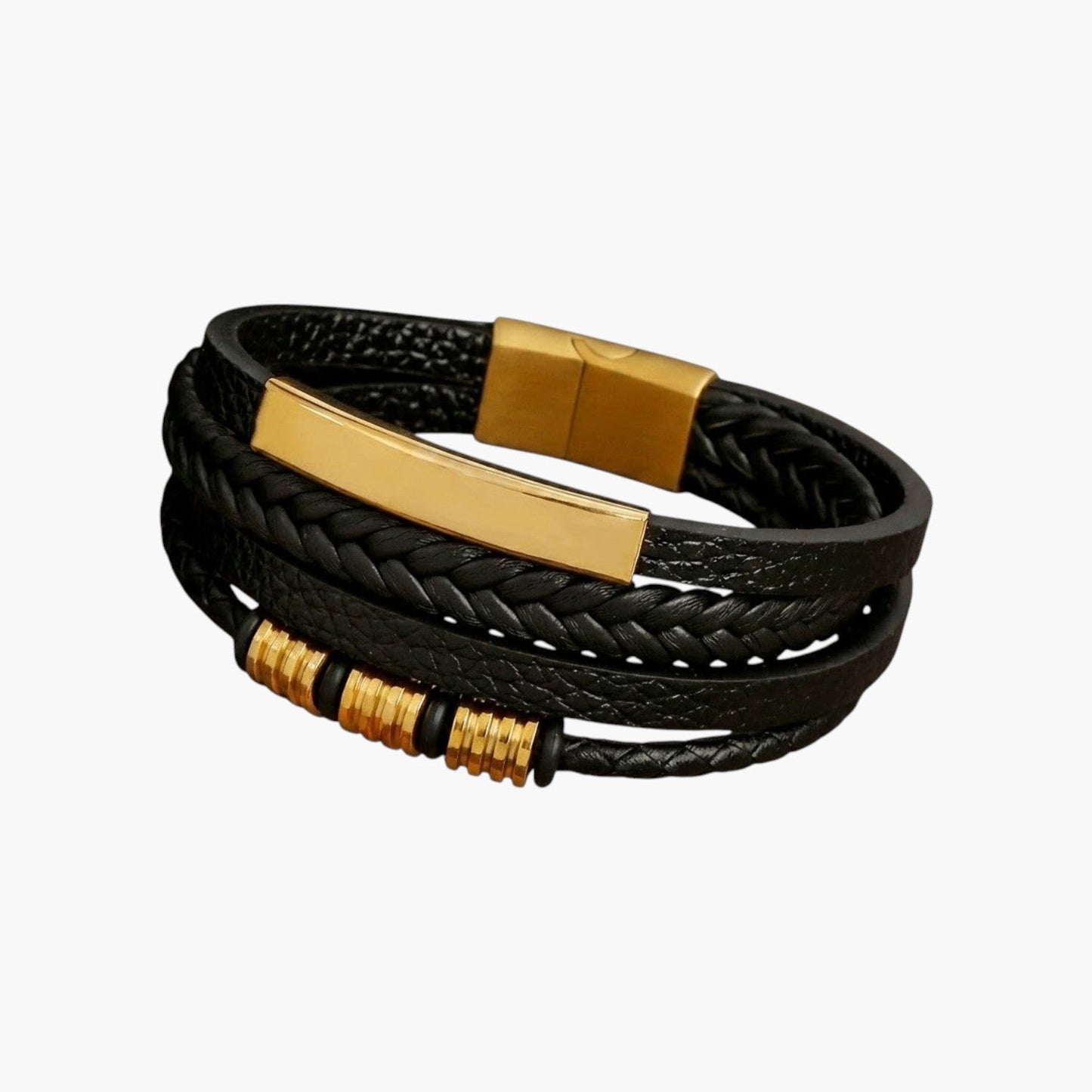 Pulseira Multicamadas em Couro Entrançado