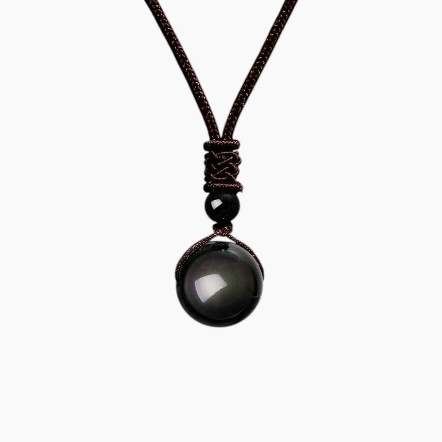 Colar com Pendente de Obsidiana Natural e Ametista
