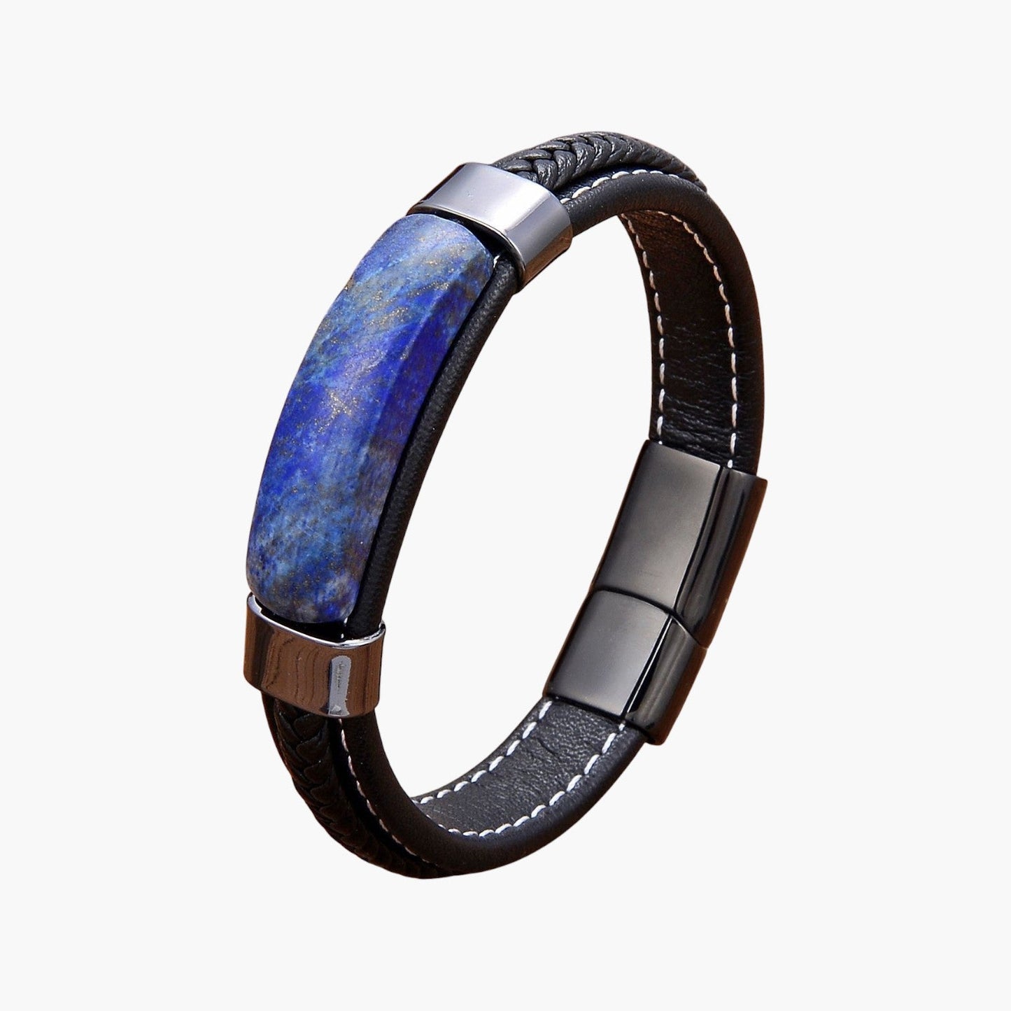 Pulseira em Couro e Pedra Natural