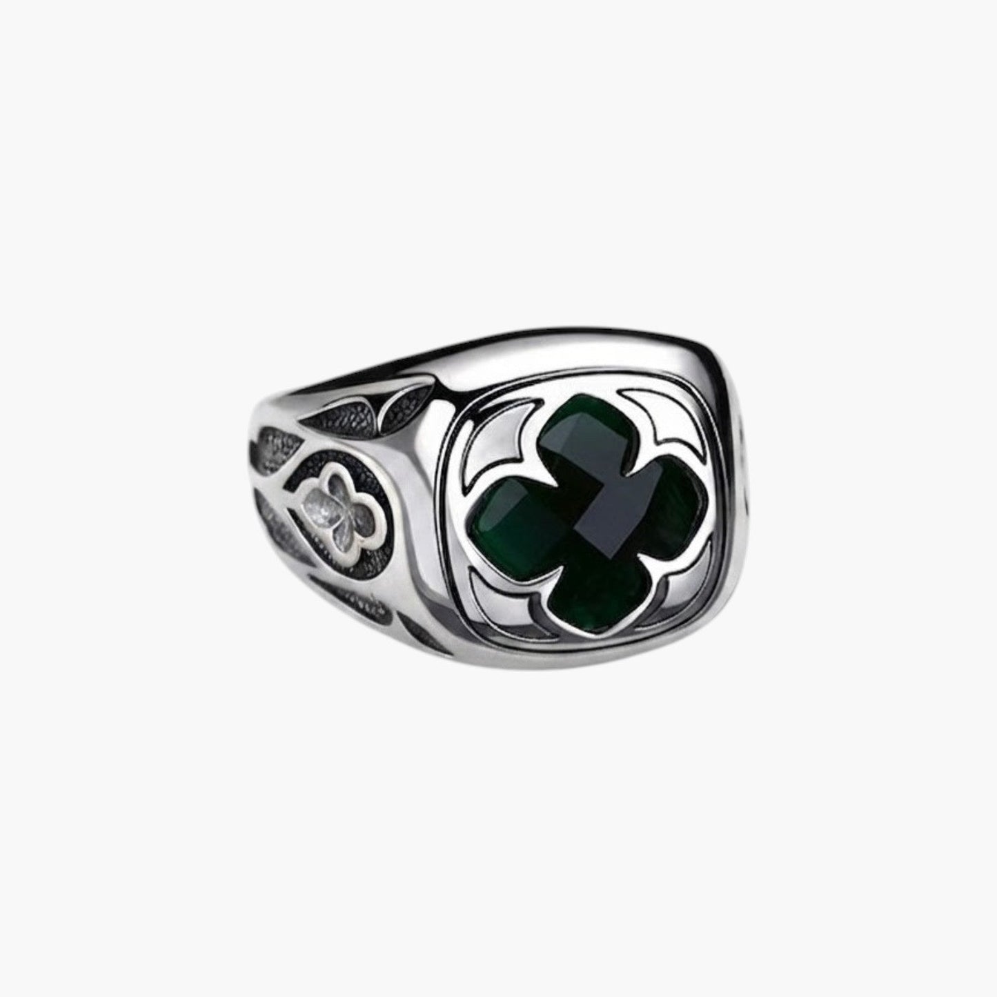 Anel Cavalier Emerald Cross em Prata de Lei 925