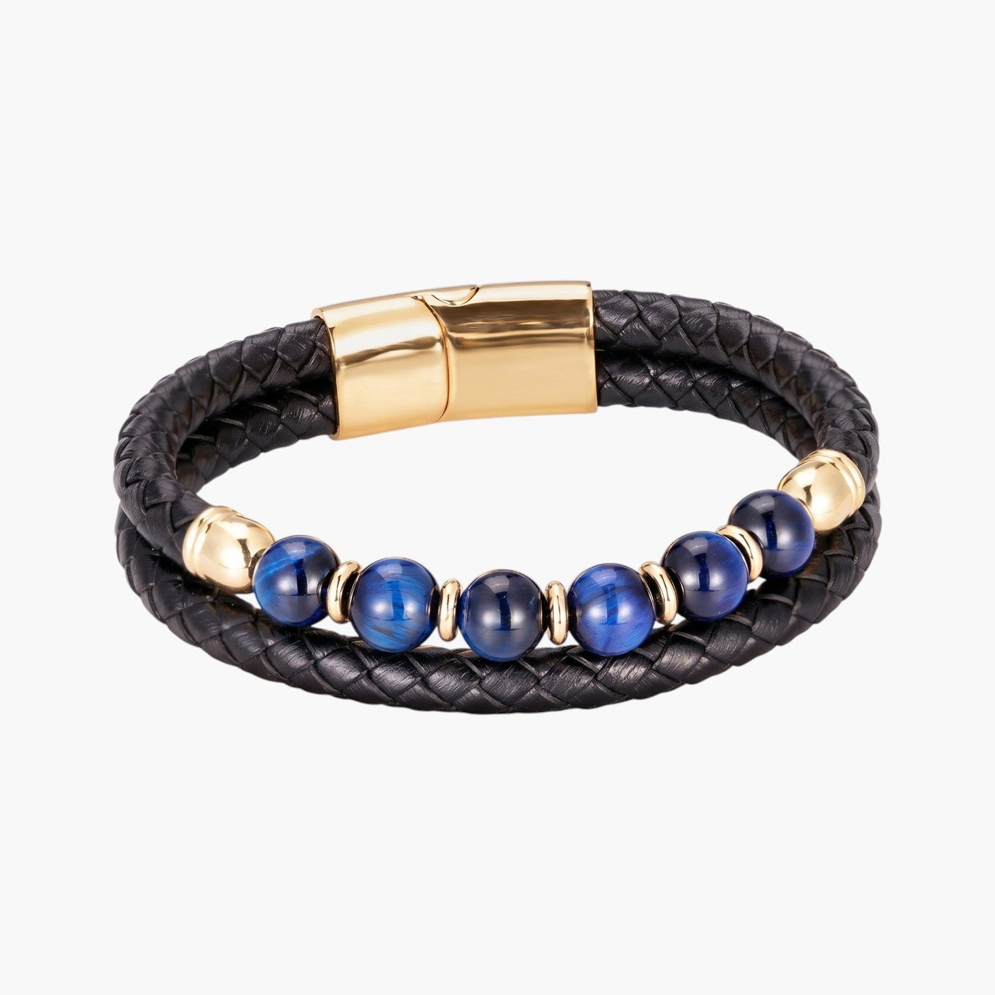 Pulseira de Couro e Pedra Natural