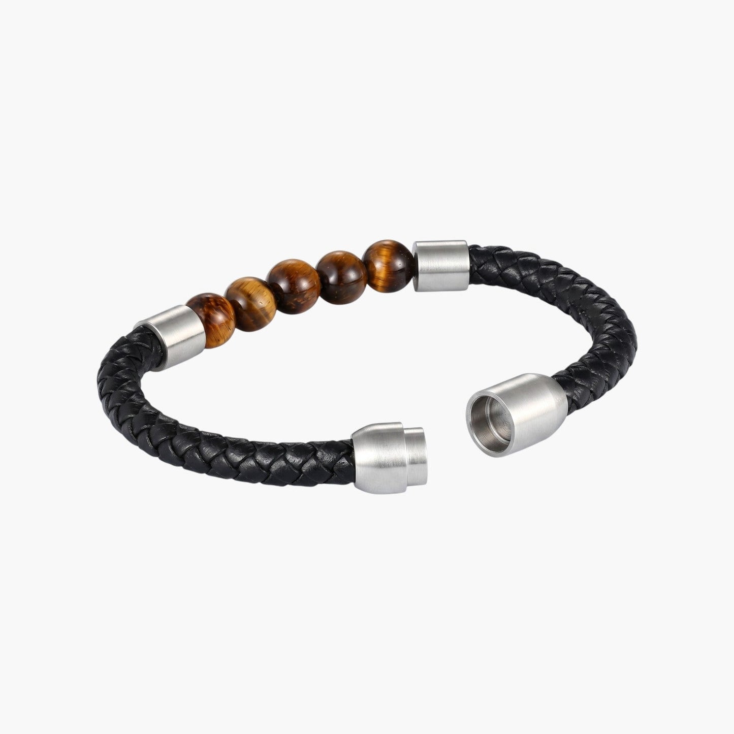 Pulseira de Couro e Pedra Natural