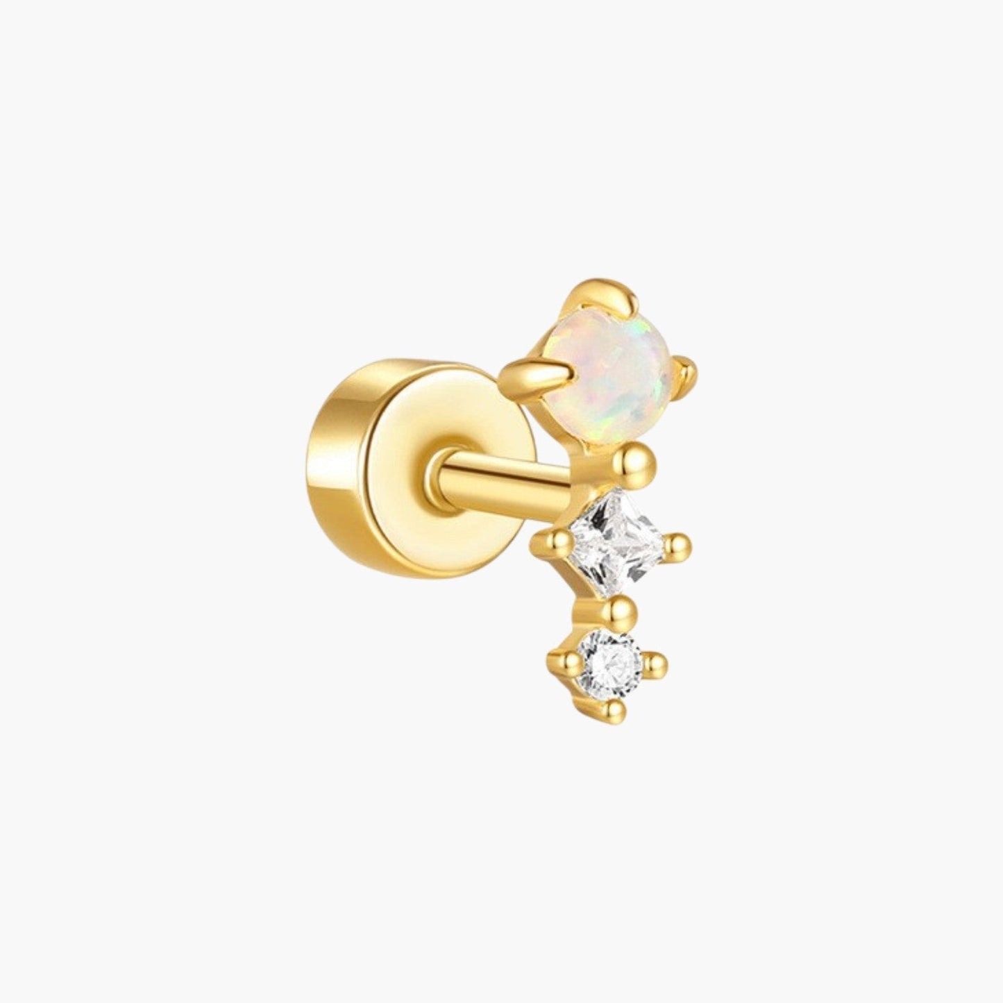 Piercing de Orelha em Prata 925 com Zircónias
