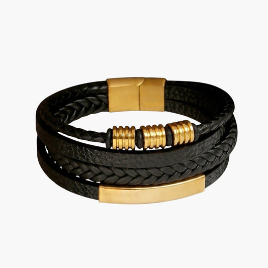 Pulseira Multicamadas em Couro Entrançado