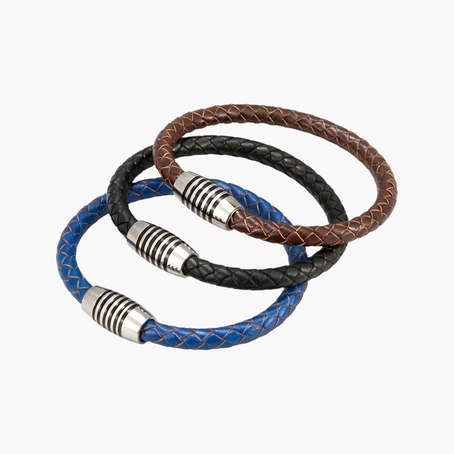 Pulseira de Couro e Aço Inoxidável