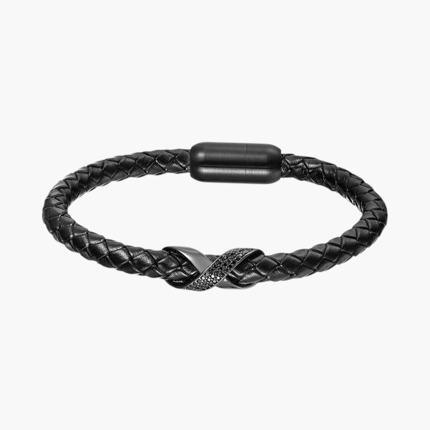 Pulseira de Couro e Aço Inoxidável 316L