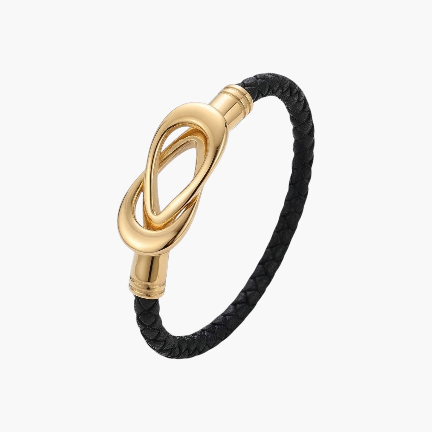 Pulseira de Couro e Aço Inoxidável