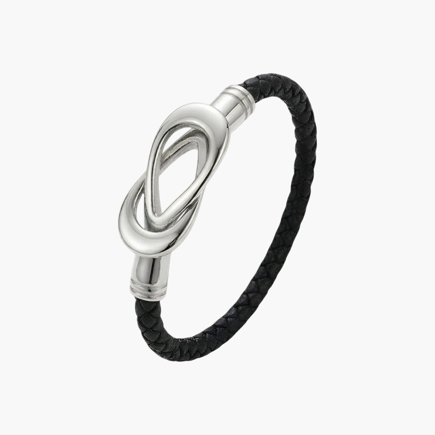 Pulseira de Couro e Aço Inoxidável