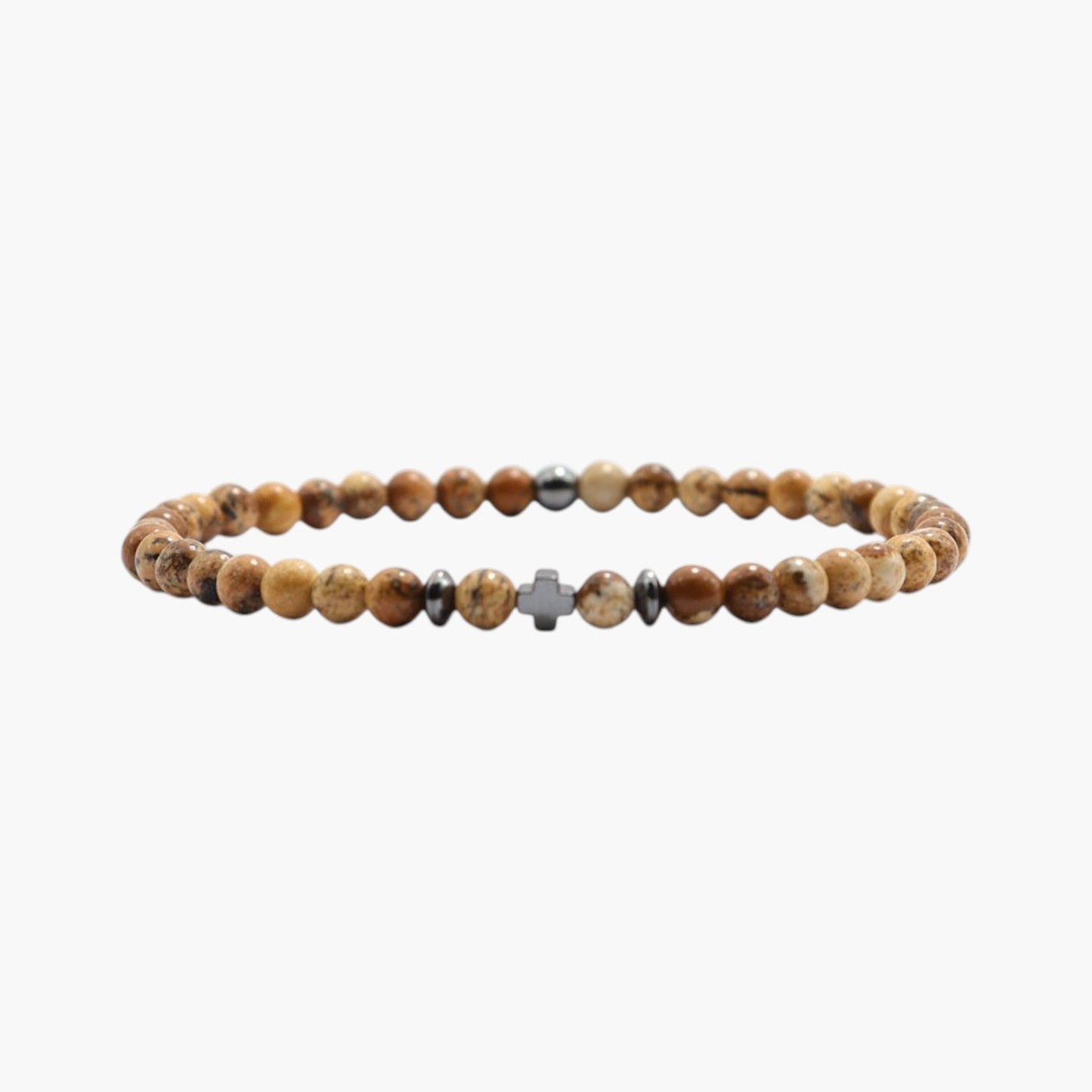Pulseira em Pedra Natural com Cruz de Obsidiana
