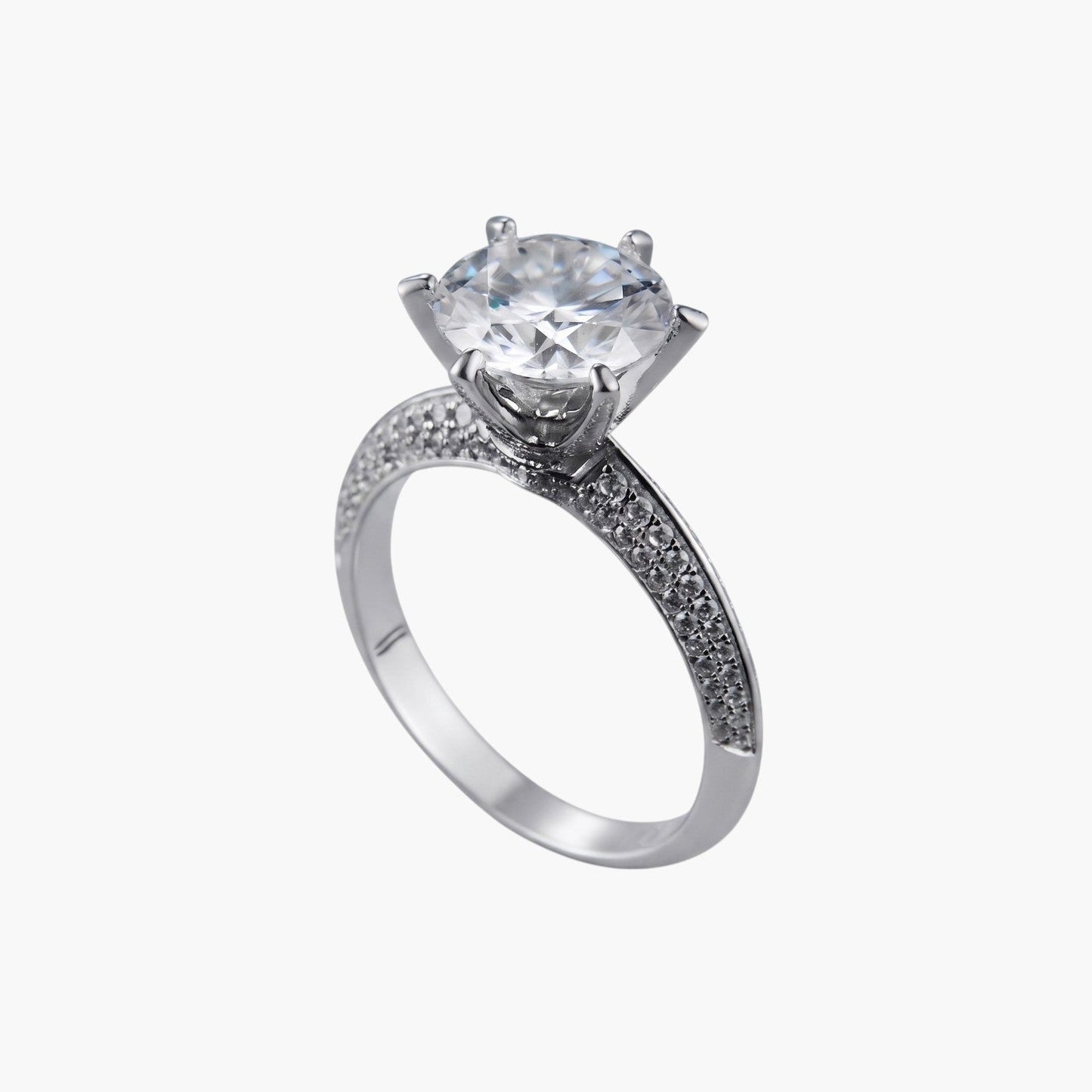 Anel Solitário em Prata de Lei 925 com Moissanite