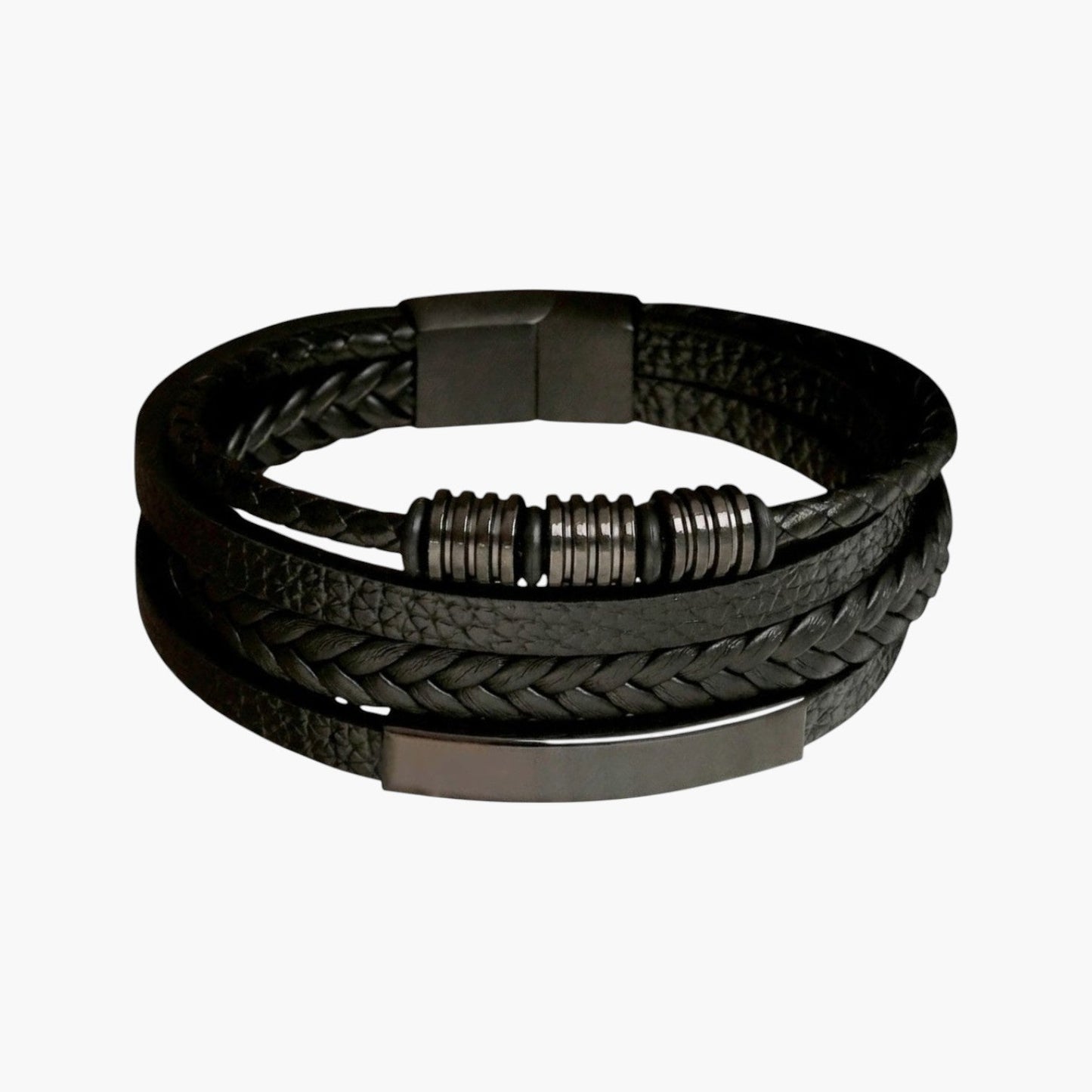 Pulseira Multicamadas em Couro Entrançado