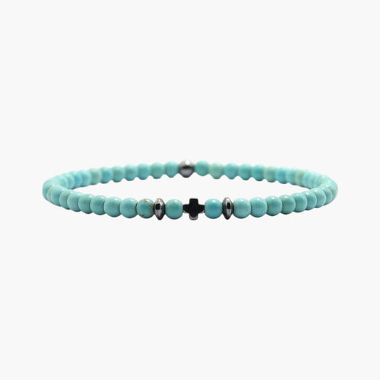 Pulseira em Pedra Natural com Cruz de Obsidiana
