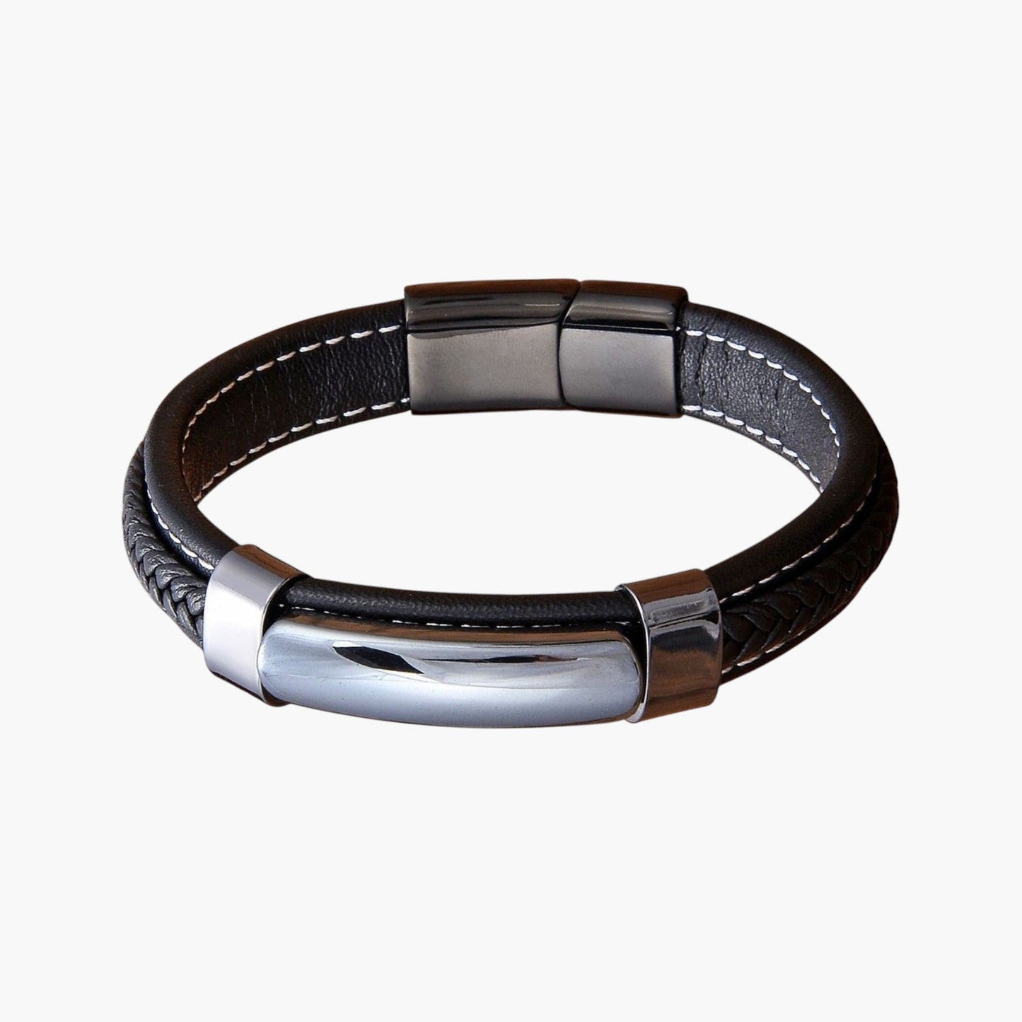 Pulseira em Couro e Pedra Natural