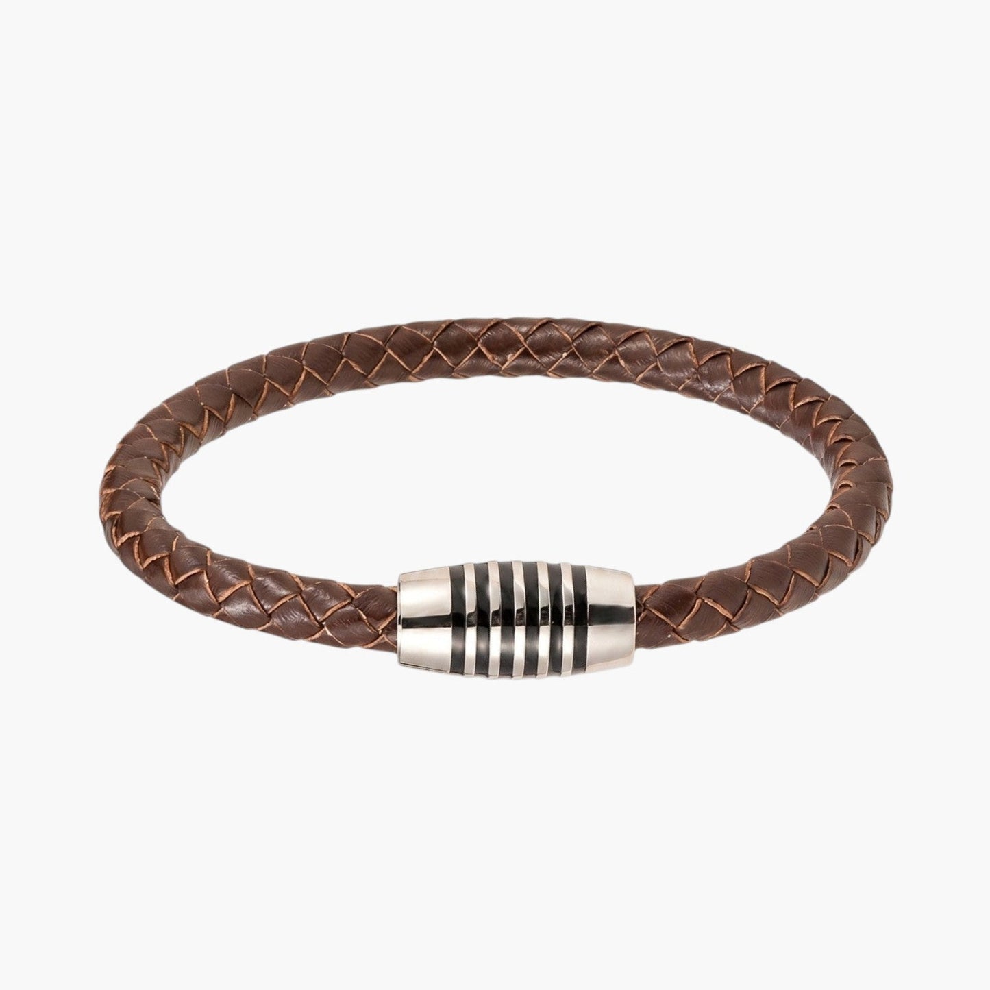 Pulseira de Couro e Aço Inoxidável