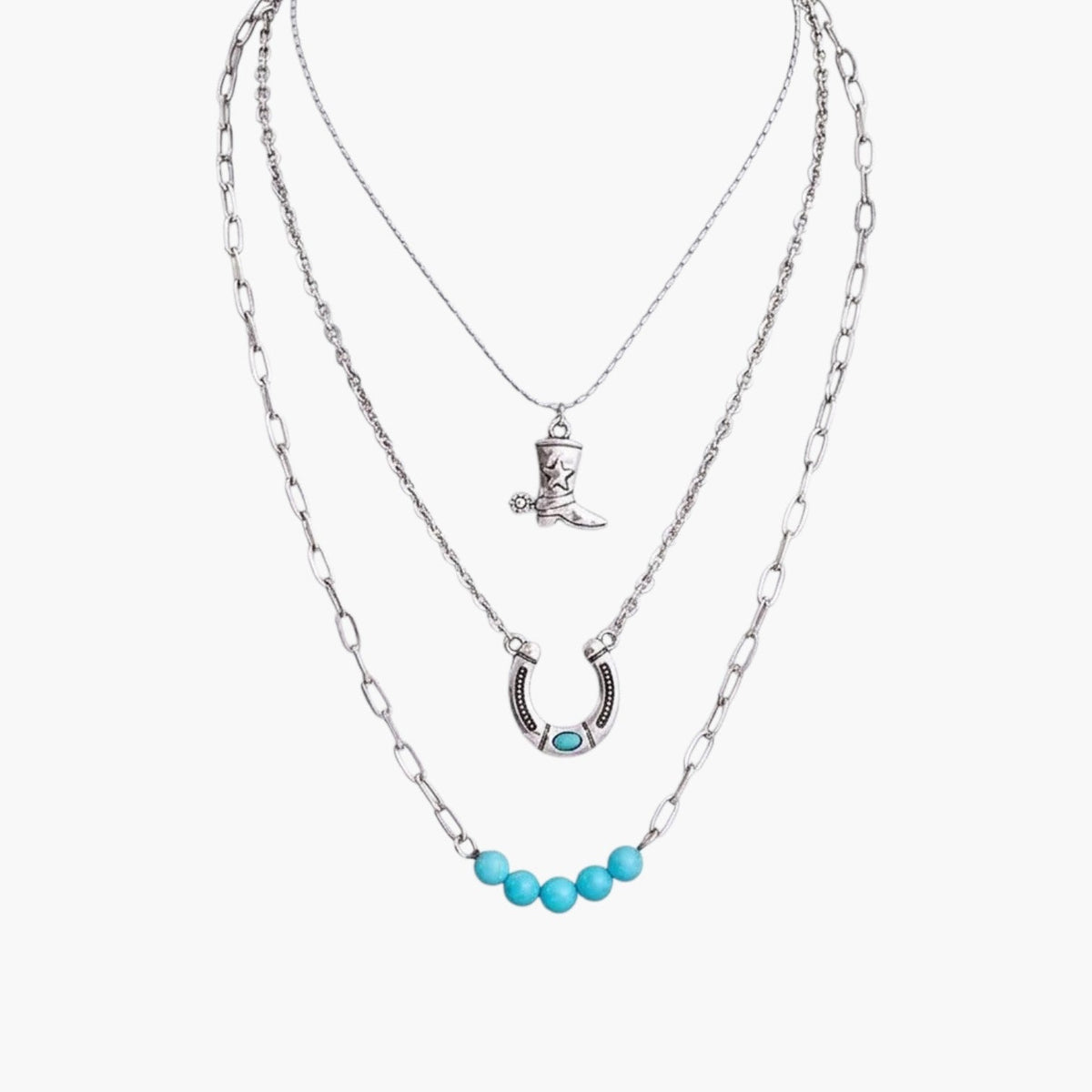 Colar Multicamadas Statement com Pendentes
