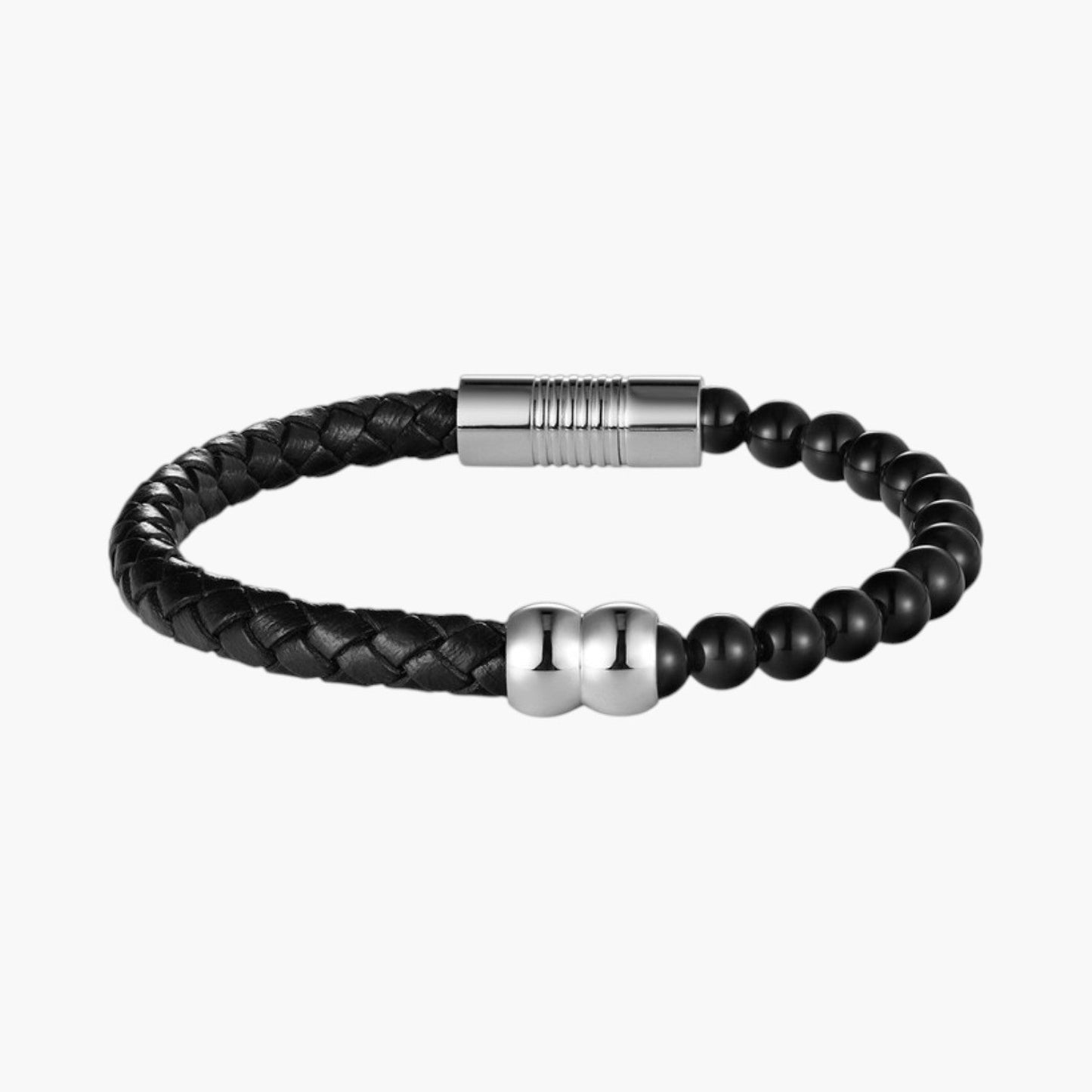 Pulseira de Couro e Pedra Natural