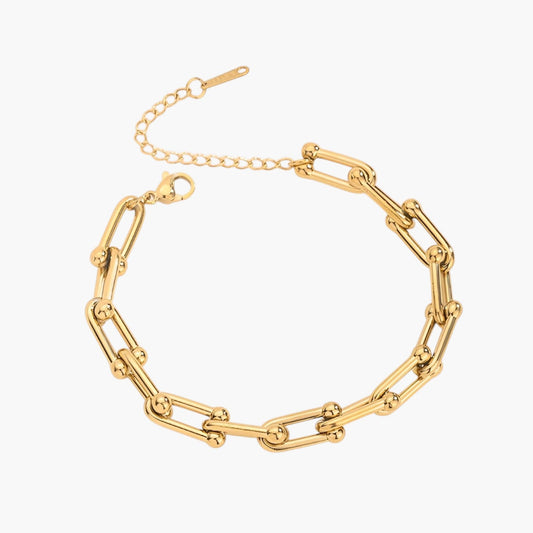 Pulseira Elegante de Elos em Aço Inoxidável