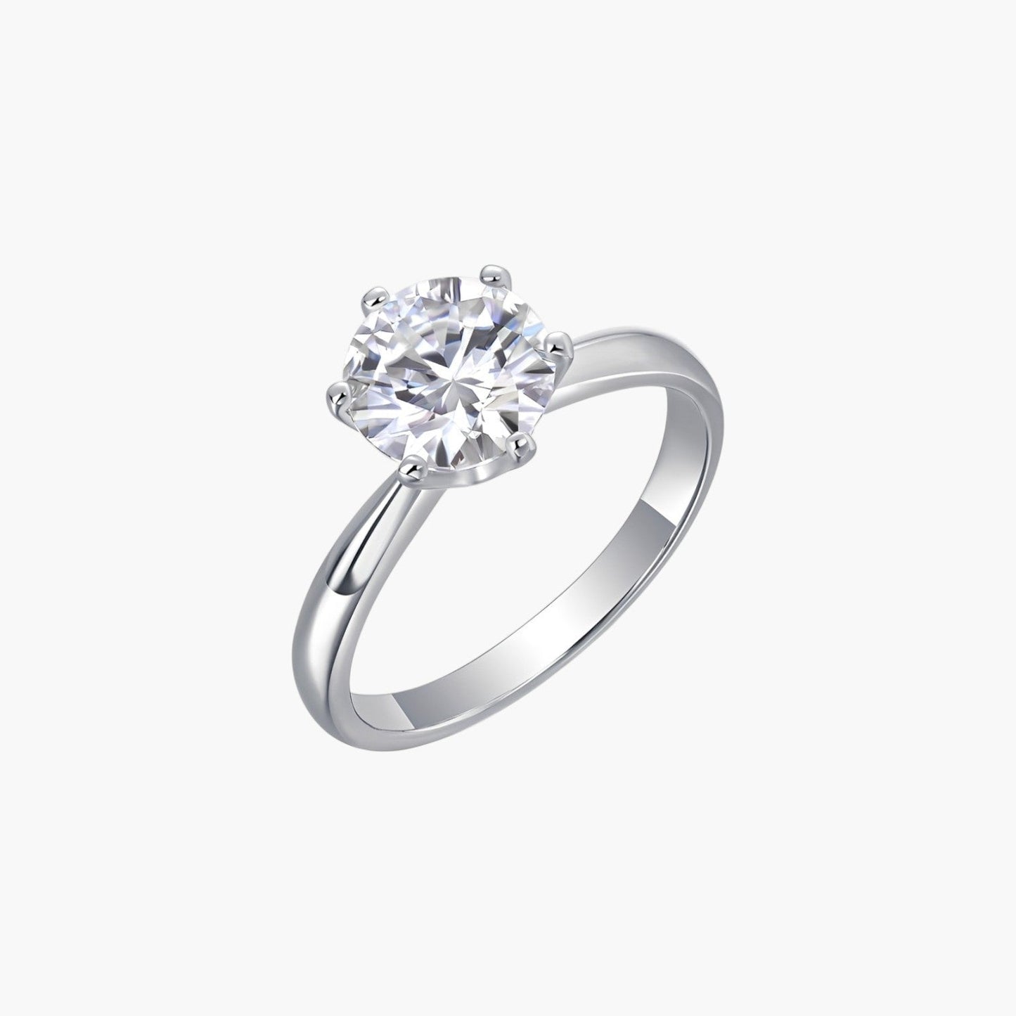 Anel Solitário em Prata de Lei 925 com Moissanite