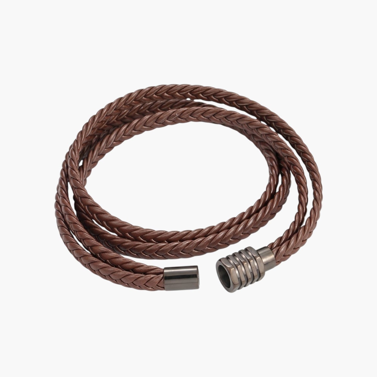 Pulseira em Couro Entrançado Multicamadas