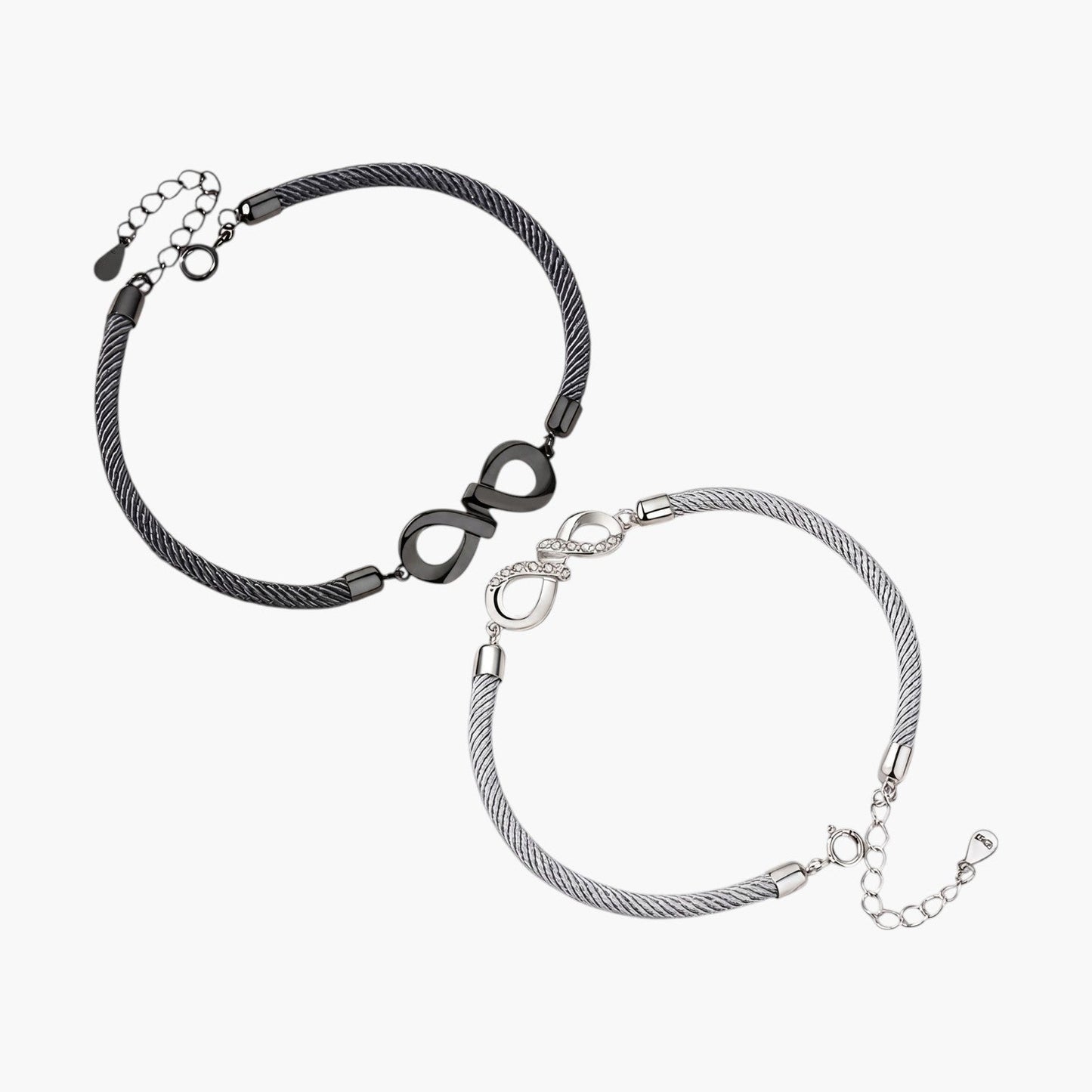 Pulseira de Casal Infinito em Prata de Lei 925