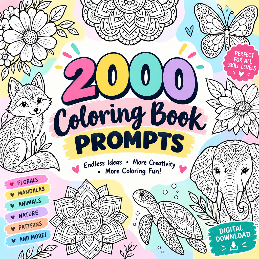 2000 Coloring Book Prompts