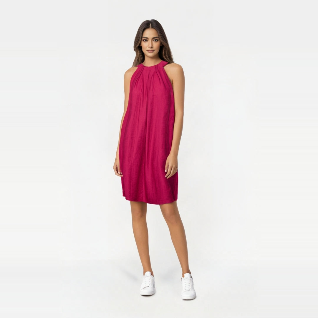 VESTIDO CURTO COM DECOTE HALTERE  EVALINA
