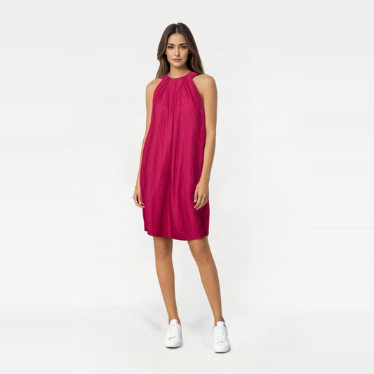 VESTIDO CURTO COM DECOTE HALTERE  EVALINA