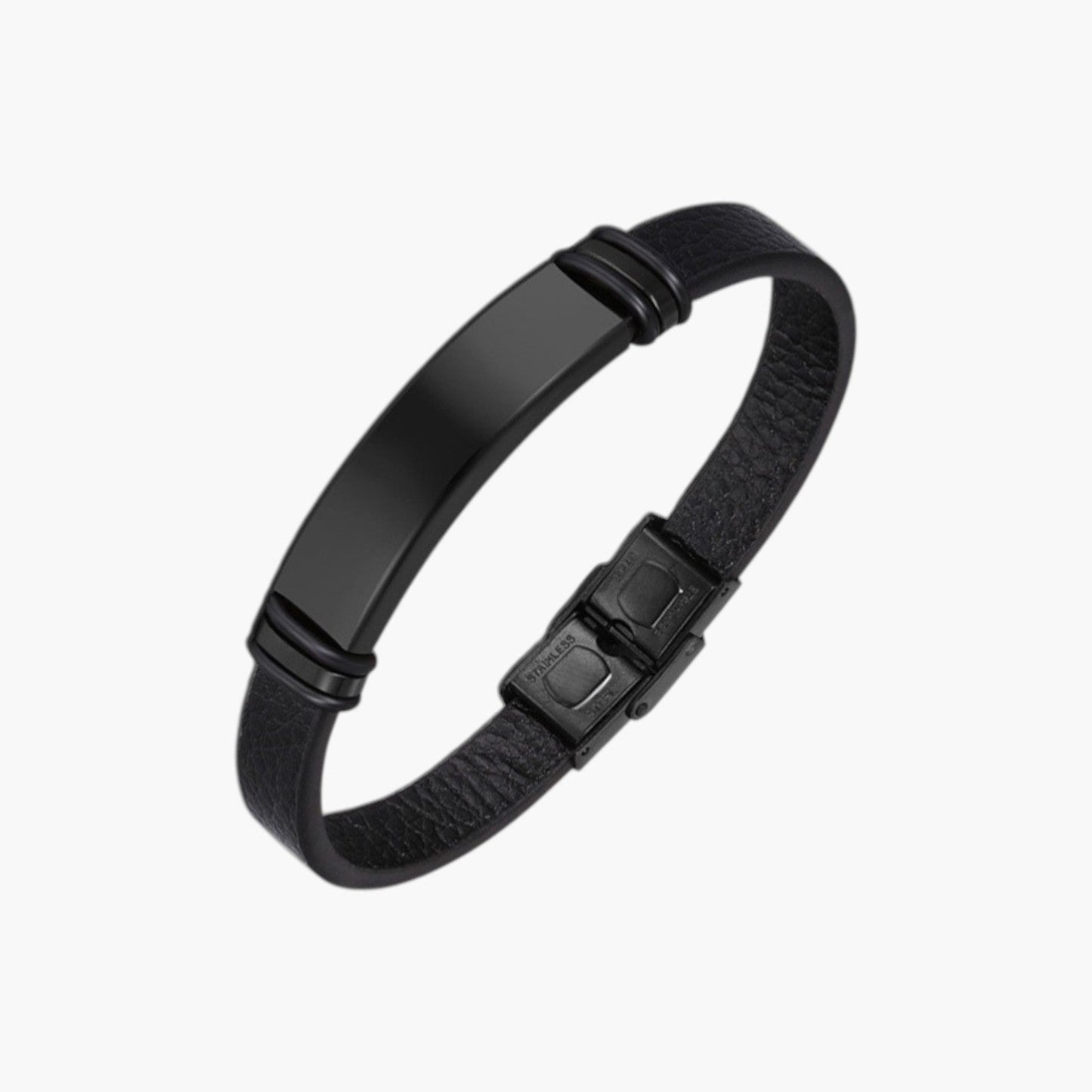 Pulseira de Couro e Aço Inoxidável