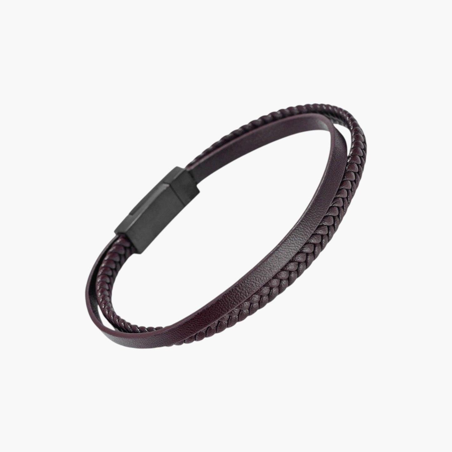 Pulseira de Couro e Aço Inoxidável 316L