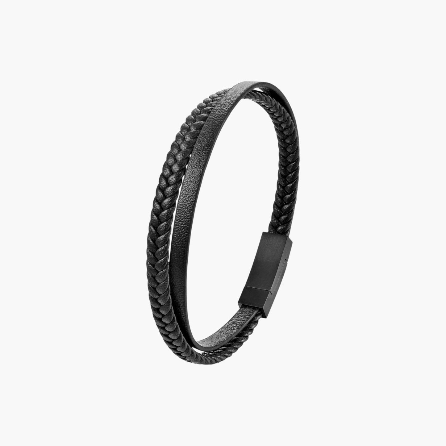 Pulseira de Couro e Aço Inoxidável 316L