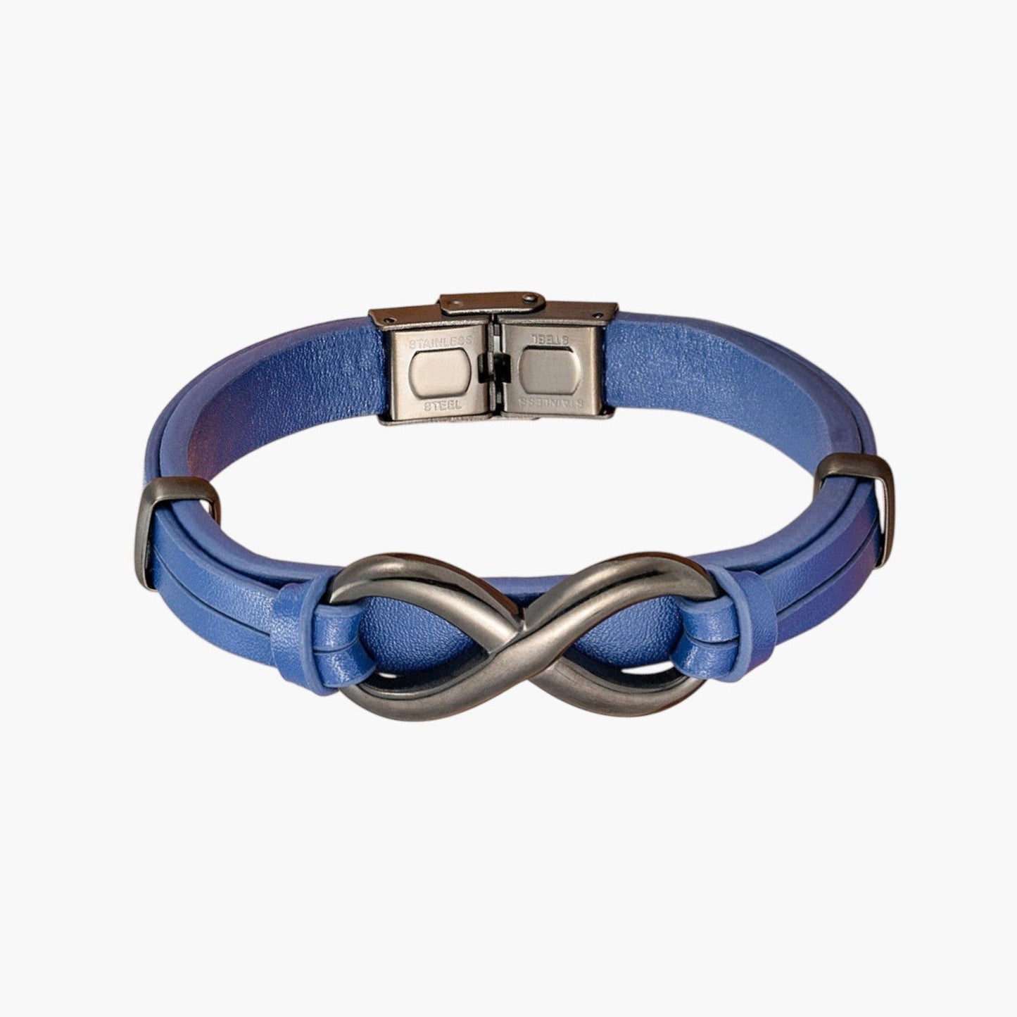 Pulseira de Couro e Aço Inoxidável Infinito
