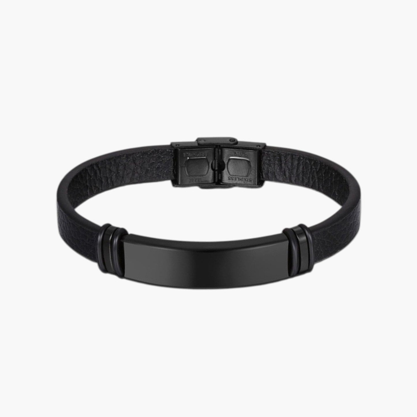 Pulseira de Couro e Aço Inoxidável
