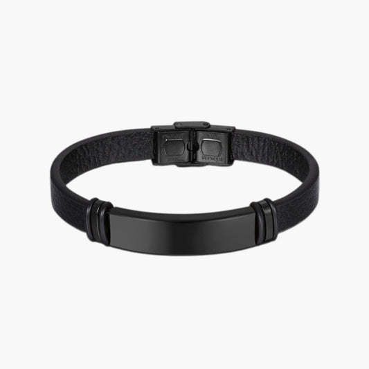 Pulseira de Couro e Aço Inoxidável