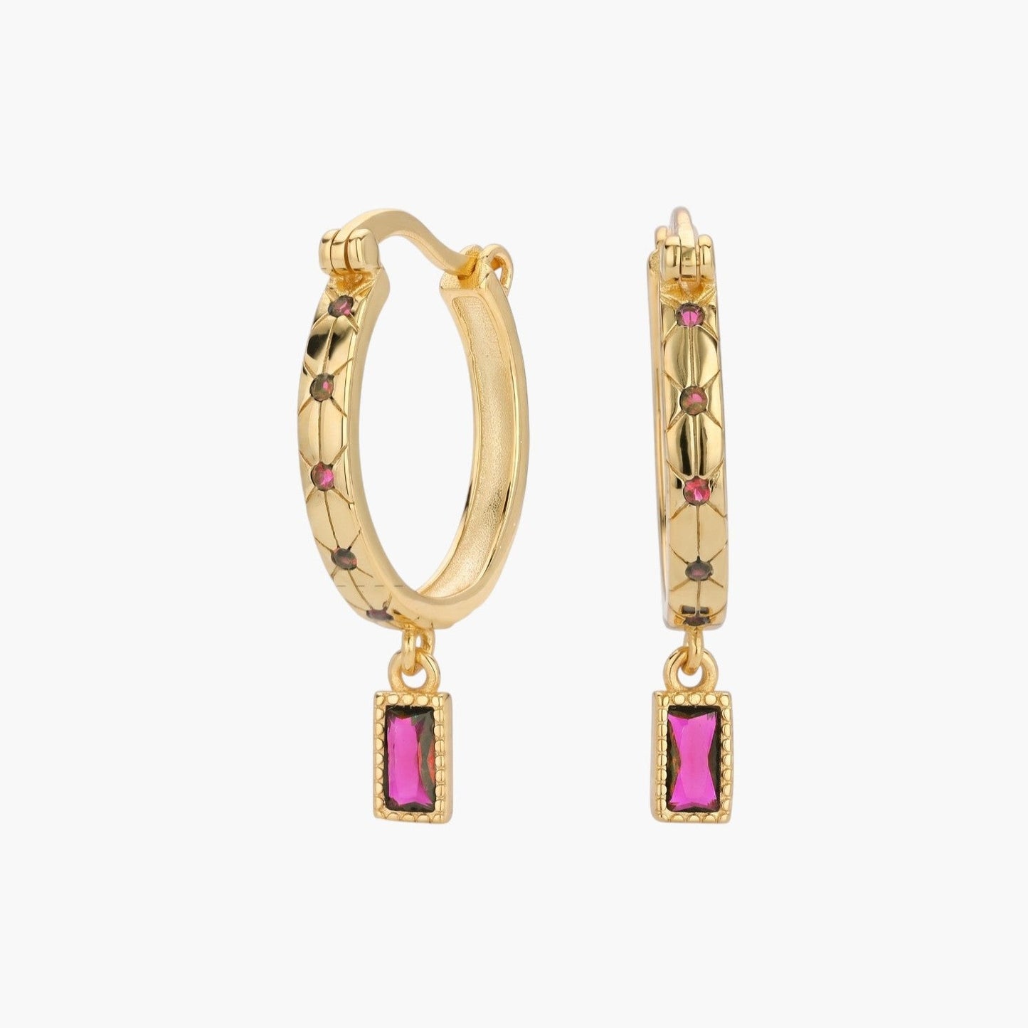 Brincos Argola com Pendente em Prata de Lei 925