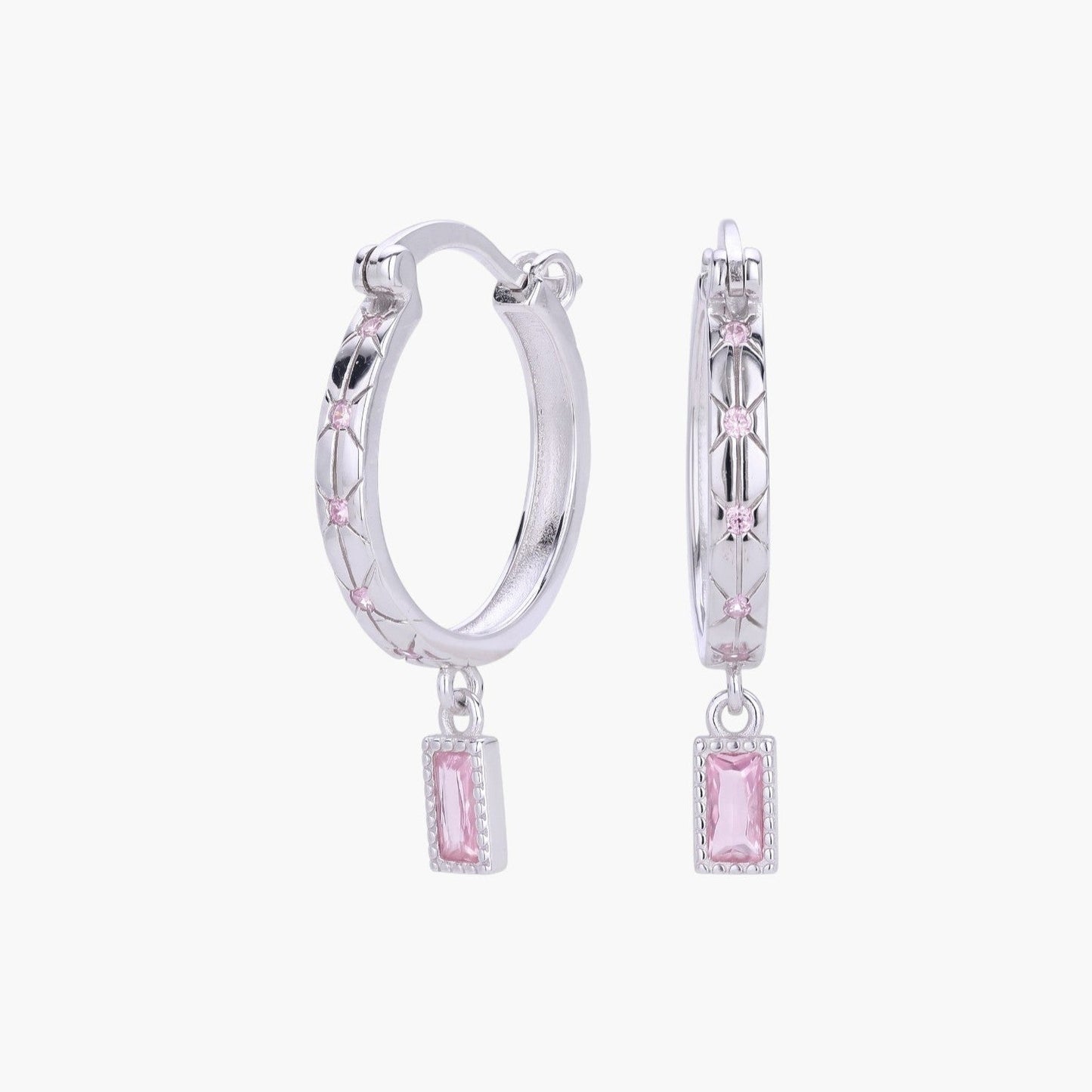 Brincos Argola com Pendente em Prata de Lei 925