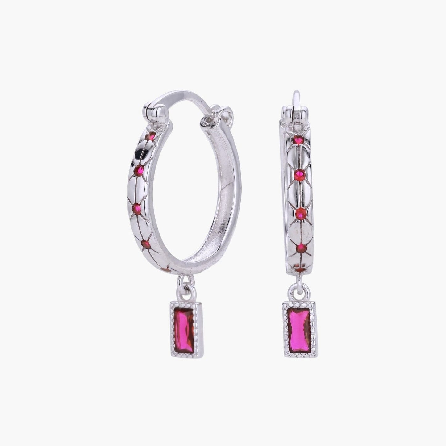Brincos Argola com Pendente em Prata de Lei 925