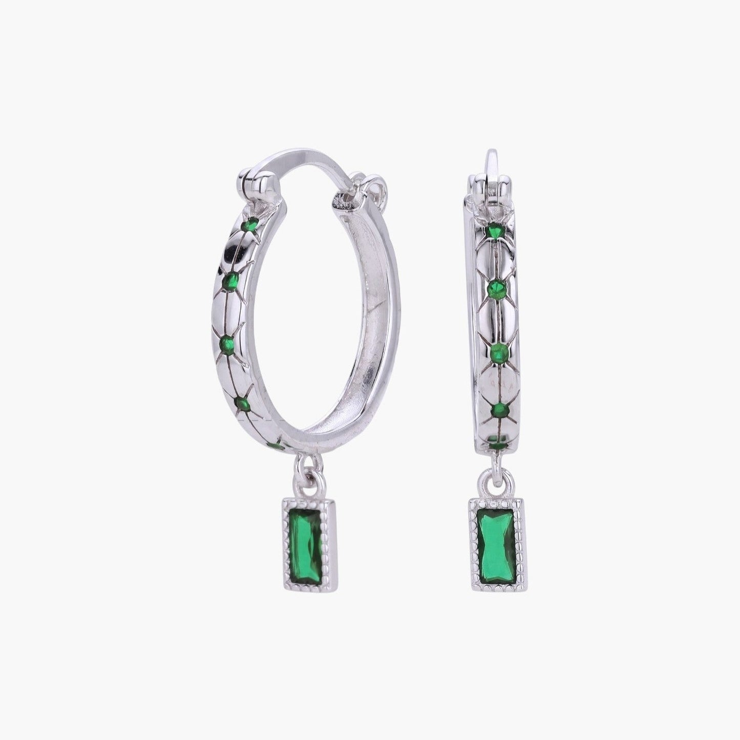 Brincos Argola com Pendente em Prata de Lei 925