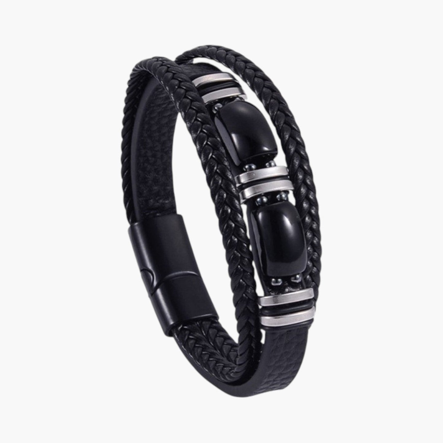 Pulseira em Couro com Pedra Natural