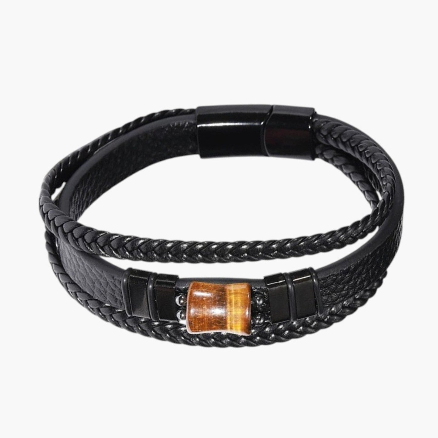 Pulseira em Couro com Pedra Natural