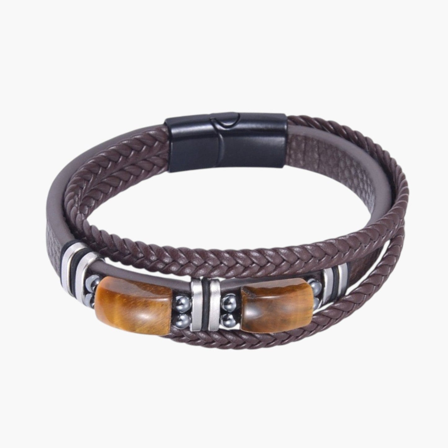 Pulseira em Couro com Pedra Natural